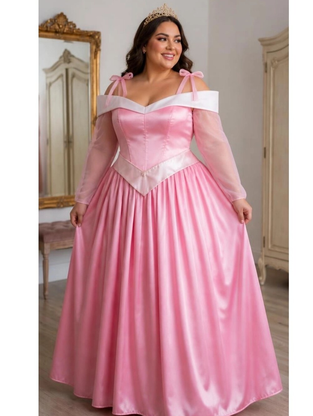 Unbranded Heavy Satin Princess Aurora Sleeping Beauty Costume Gown Size 1X